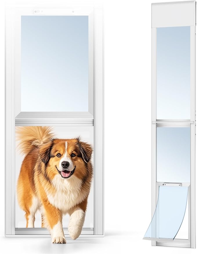 Doggy Door for Sliding Glass Doors Large Dog, Sliding Door Dog Door Insert - Adjustable Height 86.61" to 92.52", Pet/Cat/Dog Door for Sliding Glass Door, No Cut Required & Easy Set Up