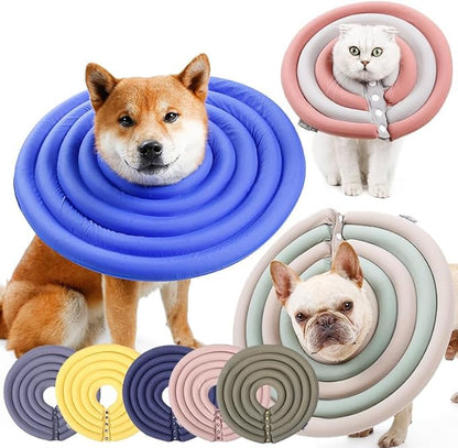 Dog Cone Collar, Inflatable Dog Neck Donut Collar Alternative After Surgery, Soft Protective Recovery Cone for Small Medium Large Dogs and Cats Puppies - Alternative Collar (Grey,XS)