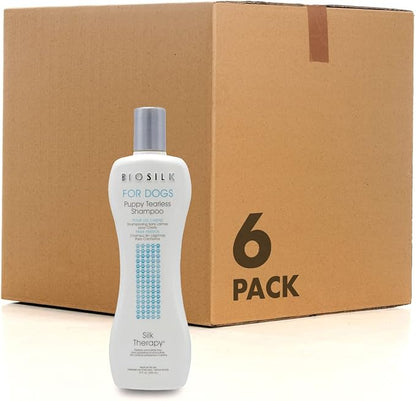BioSilk for Dogs Puppy Tearless Shampoo, Gentle Dog Wash with Silk Proteins, Paraben and Sulfate Free Formula Helps Clean and Condition Coats for Puppies and Dogs, 12 Fl Oz - 6 Pack