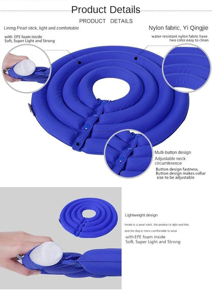 Dog Cone Collar, Inflatable Dog Neck Donut Collar Alternative After Surgery, Soft Protective Recovery Cone for Small Medium Large Dogs and Cats Puppies - Alternative Collar (Grey,XS)