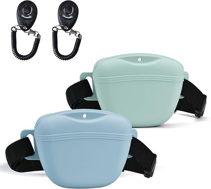 AUDWUD Magnetic Silicone Dog Treat Pouch with Adjustable Waist Belt Dog Training Bag for Small Medium Large Dogs Hands Free, Easy to Clean and Dishwasher Safe