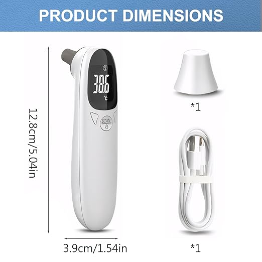 Cat Ear Thermometer for Pet, Accurate 32-42.9℃ Digital USB Rechargeable 5x1.5 Thermometer for Dog Cat Pig Sheep