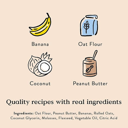 Bocce's Bakery Oven Baked PB & Banana Recipe Treats for Dogs, Wheat-Free Everyday Dog Treats, Real Ingredients, Baked in The USA, Natural Soft & Chewy Cookies, Peanut Butter & Banana, 6 oz