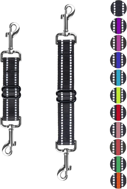 Dog Safety Collar Clip Backup Clip Bathtub Leash,Dog Backup Safety Strap Adjustable Reflective Double Ended Clasp Leash Connector (2 Pcs Thickening)