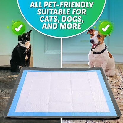 TidyFriend 2 Pk Dog Pee Pad Holder Tray Fits for 27.5” x 44” Pee Pads with Corner Lock Holes, Raised Edges, Non-Spill, Easy to Clean Silicone Dog Potty Tray Holder, for Indoor Floor Protection (Grey)