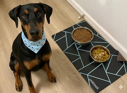 Pet Placemat, Dog Cat Food Water Bowls Mat Feeding Station Pet Safe 28" X 16.5" Waterproof Easy to Clean Dog Modern Designs Boho Uniklook
