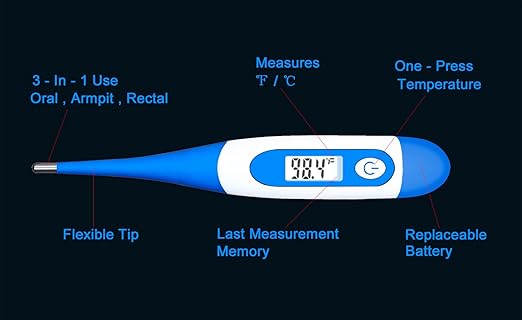 Oral Thermometer, Digital Thermometer for Fever (A, Pack of 4)