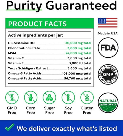 Glucosamine Chondroitin Dog Hip & Joint Supplement - Joint Pain Relief - Hip & Joint Chews for Dogs - Joint Support Large Breed - Senior Doggie Vitamin Pills Joint Health - (240 Treats - Chicken)