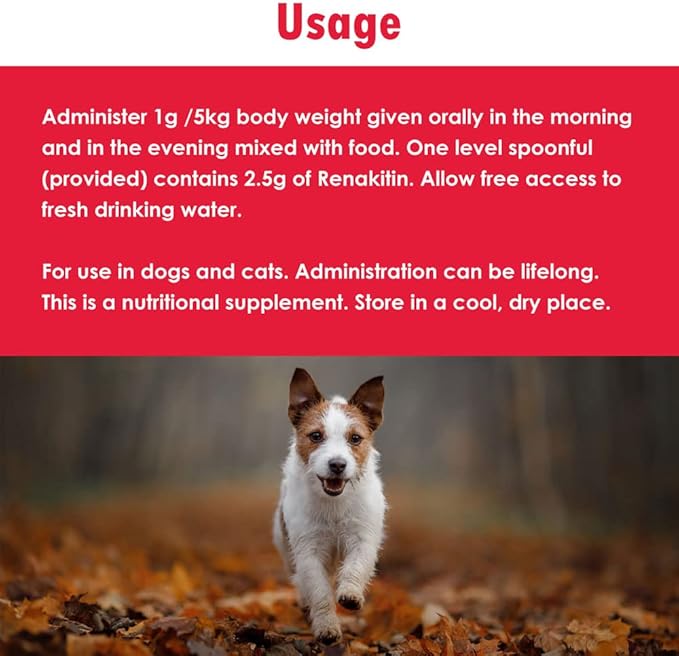 Renakitin Kidney Supplements for Dogs Cats - Contains Chitosan & Calcium Carbonate, Support Optimal Kidney Function, Great Tasting Chicken Flavor, 6.3 oz