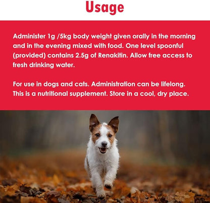Renakitin Kidney Supplements for Dogs Cats - Contains Chitosan & Calcium Carbonate, Support Optimal Kidney Function, Great Tasting Chicken Flavor, 6.3 oz