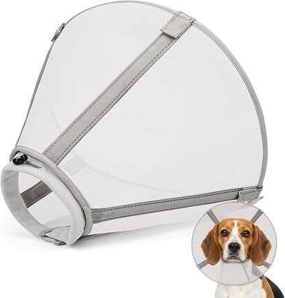 Breathable Mesh Dog Cone Collar for Surgery, Soft Elizabethan Recovery Alternative to Stop Licking,Pet Neck Collar for Large Medium Small Breeds(Light Grey,3)