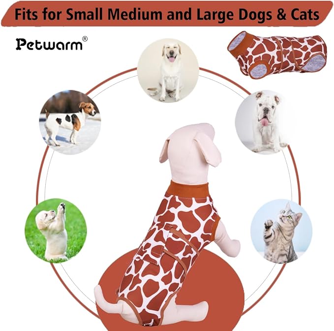 PetWarm Dog Recovery Suit, Surgical Suit for Dogs, Dog Onesie After Surgery for Comfort and Coverage, Full Body Suit for Spay Neuter Use, Irritation-Free Design, Leopard Pattern, Brown, 2XL
