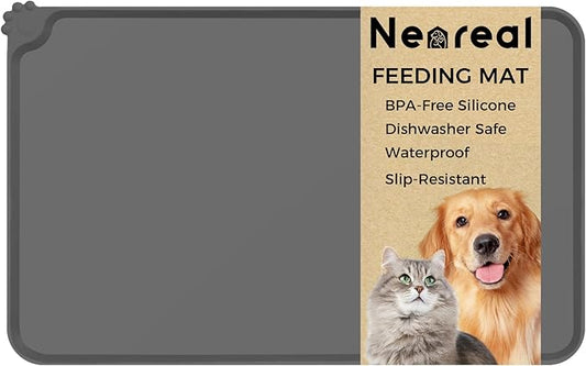 Silicone Pet Food Mat Waterproof - BPA Free Non-Slip Dog Feeding Mat with High Raised Edges - Spill-Proof Placemats for Cats and Dogs Food and Water Bowls 18.5"x11.5"