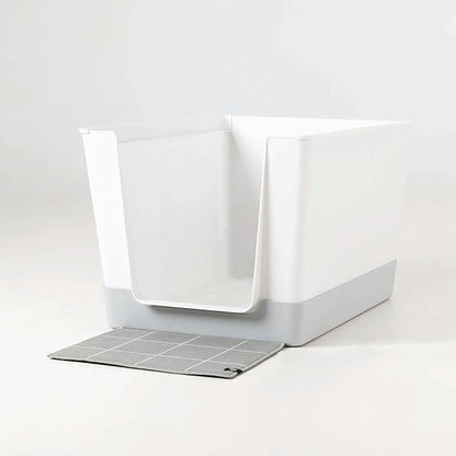 Indoor Dog Potty with High Walls and Low Entry for Small Dogs — Vertical Pad Holder, Splash Guard, and Clean Modern Design by DoggyBathroom (Regular, Light Grey)