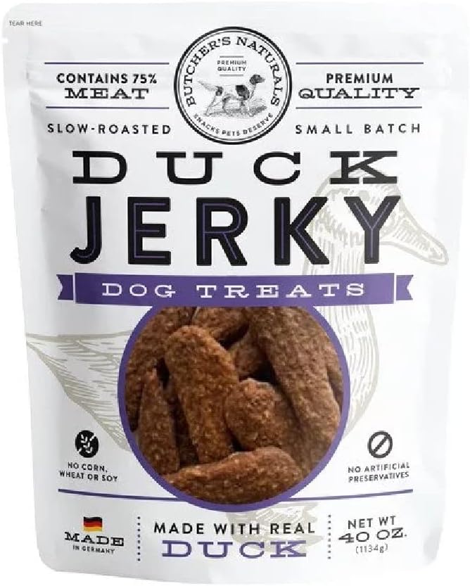 Butcher's Naturals Dog Treat Real Duck Slow Roasted Small Batch Contains 75% Meat No Corn No Soy (40 OZ)
