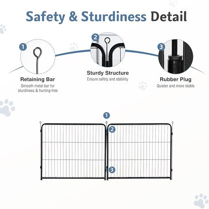 DUMOS Dog Playpen Indoor, Metal 24 Inch 2 Panels Foldable Pet Fence with Door, Outdoor Small Medium Large Dog Puppy Portable Exercise Play Pen for RV Camping, Trips, Play Yard