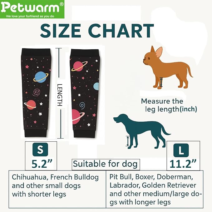 PetWarm Dog Recovery Sleeve 4pcs Set, Dog Leg Sleeve, Ideal for Comfort and Support During Pet Recovery, Suitable for Active or Support Recoverying Pet Use, Black, S