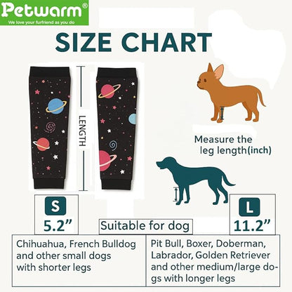 PetWarm Dog Recovery Sleeve 4pcs Set, Dog Leg Sleeve, Ideal for Comfort and Support During Pet Recovery, Suitable for Active or Support Recoverying Pet Use, Black, S