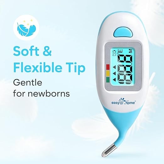 Easy@Home Baby Rectal Thermometer with Fever Indicator, Clear LCD Display for Fast Readings, Soft Flexible Tip for Infant & Newborn Use – EMT-027