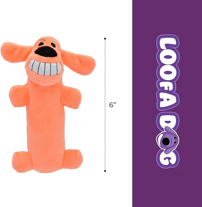 Multipet Original Loofa Dog Plush Toy - Squeaky Toy for All Dogs - Extra Soft Plush - Stuffed Animal Dog Toys for Playing (1 Count, 6”, Random Color Surprise)