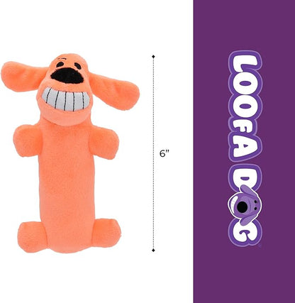 Multipet Original Loofa Dog Plush Toy - Squeaky Toy for All Dogs - Extra Soft Plush - Stuffed Animal Dog Toys for Playing (1 Count, 6”, Random Color Surprise)