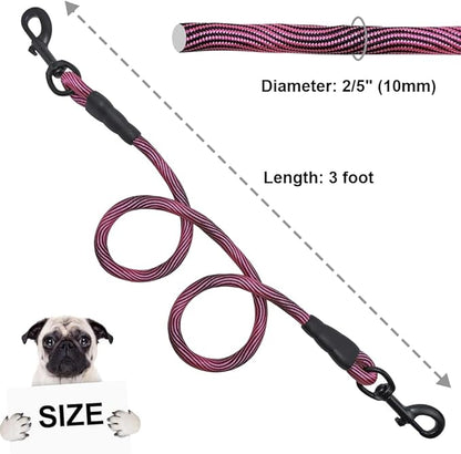 BTINESFUL 3FT Dog Tie Down, Nylon Rope Short Dog Tether Indoor Training Safety Vehicle Tether for Large Medium Strong Puppy (Pink Black)