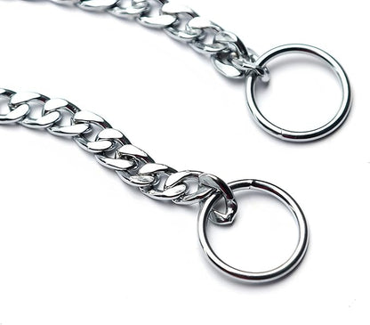 Flat Choke Chain for Dogs, Metal Slip P-Link Training Heavy Duty Dog Choke Collar Puppy Collars for Small Medium Large Big XL Breed Dogs, Silver L