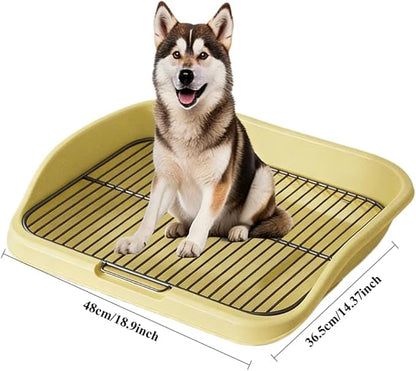Mesh Dog Potty Tray Removable Stable Structure - Indoor Puppy Training Toilet Pee Pad Holder for Small & Medium Dogs(Yellow)