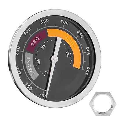 3695528R06 Analog Smoker Temperature Gauge Compatible with Oklahoma Joe's Smokers and Most 13/16-inch Opening Charcoal Grills & Charcoal Smokers, BBQ Temp Gauge Stainless Steel Thermometer (1pack)