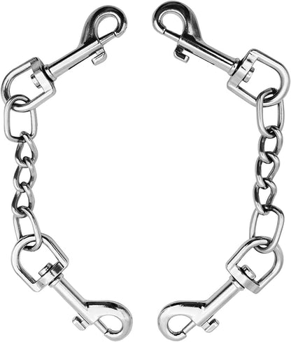 Dog Collar Safety Clip Metal Clasp Double Ended Connector 2 Pack Prong Chew Proof Backup Dog Clip for Pet Harness Collar Leash Necklaces Dog Strap Lead Carabiner Heavy-Duty Chain 8 inch