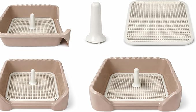 Indoor/Outdoor Training Dog Potty Tray for Small and Medium Puppies Litter Boxes in (Beige)