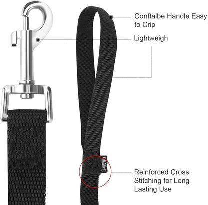 AMAGOOD 6 FT Puppy/Dog Leash, Strong and Durable Traditional Style Leash with Easy to Use Collar Hook, Great for Small, Medium and Large Dogs (3/4 in x 6 ft, Black and Green (2-Pack))