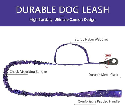 DAGANXI Tactical Dog Collar, Adjustable Military Training Nylon Dog Collar with Control Handle and Heavy Metal Buckle for Medium and Large Dogs, with Patches and Airtags Case (XL, Purple Sky-Set)