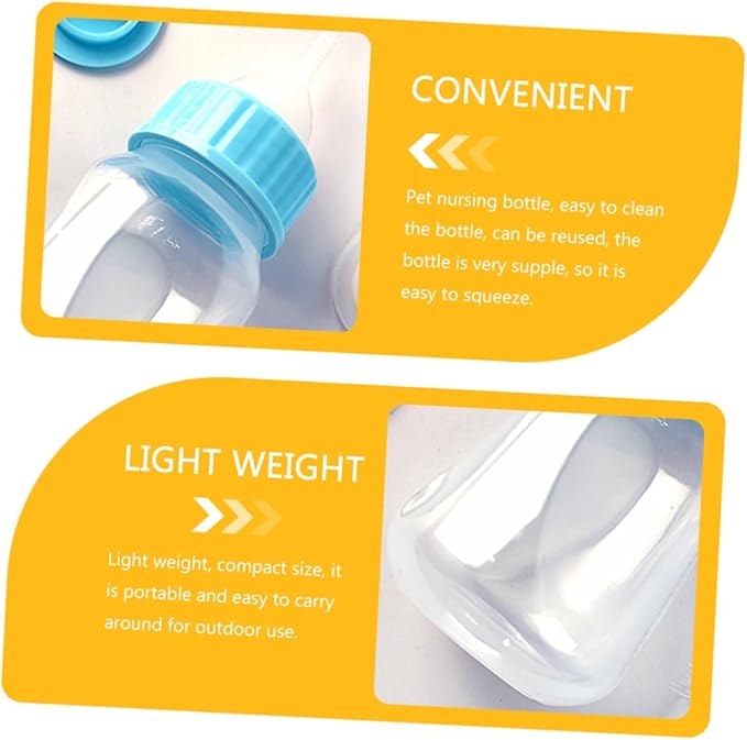 VANZACK 2pcs Kitten Milk Bottles for Newborn Cats Silicone Nursing Container with Measurement Scale Leak-Resistant Feeding Tool for Small Animals Durable and Safe Design