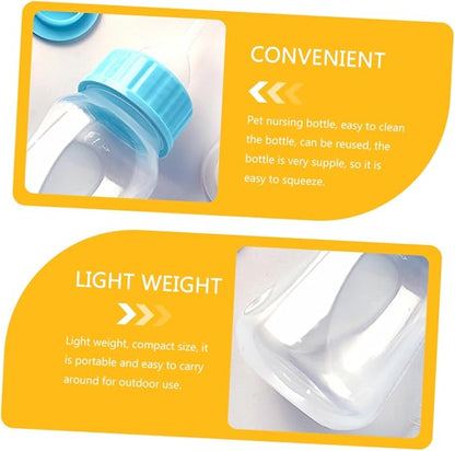 VANZACK 2pcs Kitten Milk Bottles for Newborn Cats Silicone Nursing Container with Measurement Scale Leak-Resistant Feeding Tool for Small Animals Durable and Safe Design