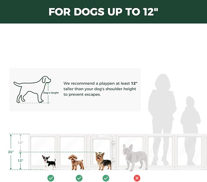FXW AuraSpace Acrylic Indoor Dog Playpen for Puppies and Small Dogs, 24 Inch, 6 Panels, White