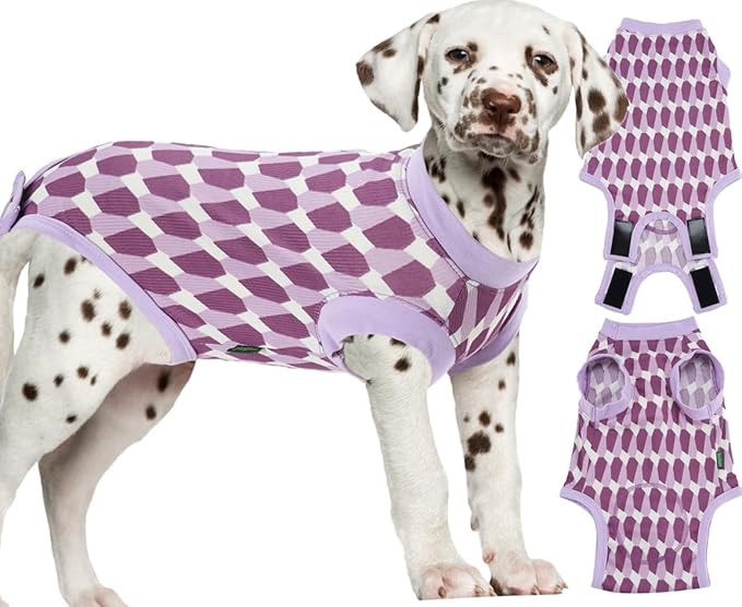 Dog Surgery Recovery Suit, Recovery Suit for Dogs Male Female Spay & Neuter, Anti-Licking Surgical Onesie for Dogs After Surgery Wear, Dog Cone Alternative (Shaped Purple, L)