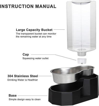 Sfozstra Large Dog Water Dispenser: 8L Large Capacity Gravity Water Feeder - Less Refills for Multi-Pet Homes - Stainless Steel Bowl - Easy Refill & Maintenance - for Medium/Large Dogs - Garage/Patio
