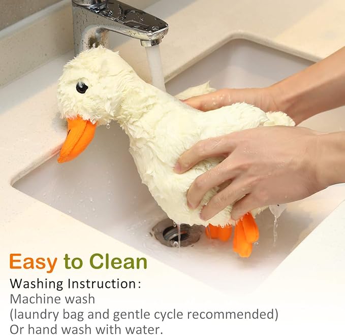 Pawaboo Squeak Plush Duck Dog Toy, Large 12'' Super Soft PlushStuffed Duck-Shaped Pet Toys, Crinkle Paper Rattle Pet Biting Training Chew Toys Non-Toxic Plush Doll for Pets Dogs, Light Yellow/Orange