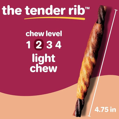 Hartz Oinkies Tender Ribs with Real Chicken, Duck & Veggies, Peanut Butter Flavored Rawhide-Free Dog Treats, Highly Digestible Dog Chews, 22 Count