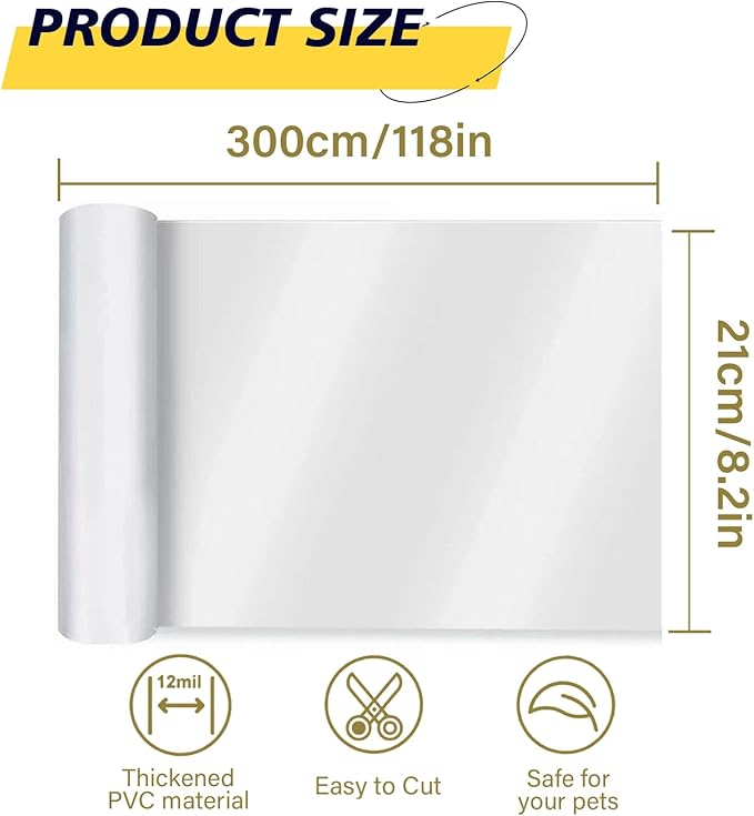 Door Protector from Dog Scratching - Cat Scratch Door Frame Single Side Adhesive Protector Anti Dog Scratch Door Guard for Dogs Clear - 118" x 8.2"