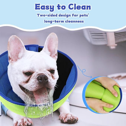 Inspack Soft Dog Cone Collar Alternative, E Cones for Small Dogs, Cats & Puppies to Stop Licking After Surgery, High-Density Fabric Comfortable Elizabethan Recovery Collar, Blue Pro, S