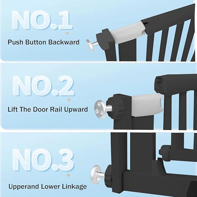 SHYUJAJIE 51.18 Inch Extra Tall Pet Gate, 29.5-43" Adjustable Wide Auto Close Dog Gates, Pressure Mounted Walk Through Tall Cat Gate for Doorways,Hallway,Stairs（Black）
