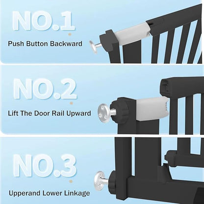 SHYUJAJIE 51.18 Inch Extra Tall Pet Gate, 29.5-43" Adjustable Wide Auto Close Dog Gates, Pressure Mounted Walk Through Tall Cat Gate for Doorways,Hallway,Stairs（Black）