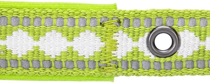 Blueberry Pet Reflective Jacquard Dog Collar with Neoprene Padding & Metal Buckle | Soft & Adjustable Safety Collar - Macaw Green, Neck 13-16.5", for Medium Breed
