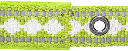 Blueberry Pet Reflective Jacquard Dog Collar with Neoprene Padding & Metal Buckle | Soft & Adjustable Safety Collar - Macaw Green, Neck 13-16.5", for Medium Breed