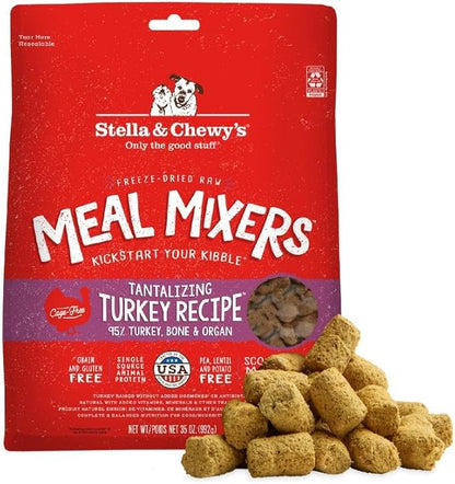 Stella & Chewy's Freeze-Dried Raw Tantalizing Turkey Meal Mixers- Dog Food Topper and Mixer - Made with 95% Cage-Free Turkey, Organs & Bone - Perfect for Picky Eaters - Grain-Free - 35 oz
