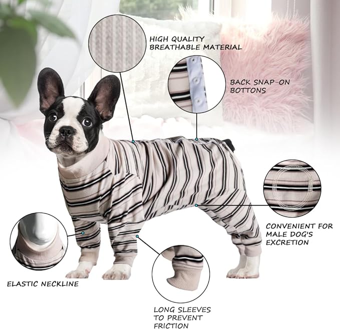 FEimaX Dog Recovery Suit After Surgery, Pet Abdominal Wounds Post Surgical Shirt for Dogs Cats, Puppy Spay Neuter Prevent Licking Onesie Alternative Bandages E-Collar & Cone