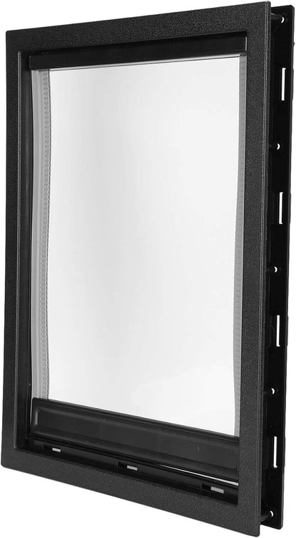 GLOGLOW Large Dog Door, Plastic with Removable Flap for Easy Installation, Weatherproof Pet Gate with Strong Magnetic Closure for Dogs and Cats, 19.7x15in for Home Use (Black)