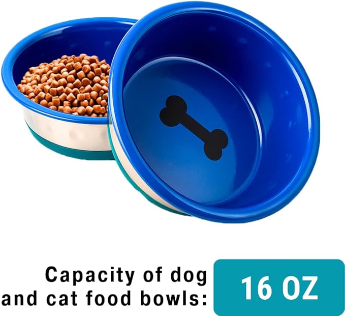 Stainless Steel Bowl - No Slip, No Tip - with Silicone Rubber Foot. (64) (64)